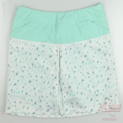 New Womens Adidas Tour Mixed Print Pull On Skort Large L Green (Mint Burst) MSRP $75