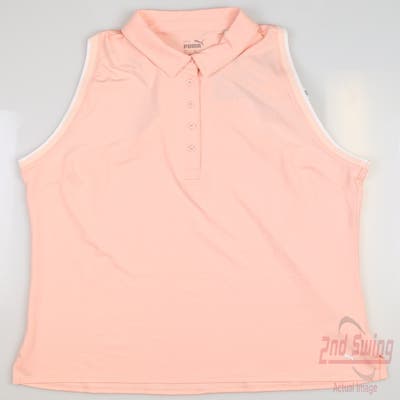 New Womens Puma Mattr Peak Sleeveless Polo Small S Rose Dust MSRP $60