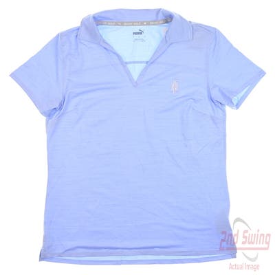 New W/ Logo Womens Puma Golf Polo Small S Blue MSRP $55