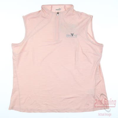 New W/ Logo Womens Puma Daily Mockneck Sleeveless Polo Small S Pink MSRP $55