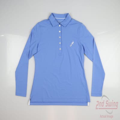 New W/ Logo Womens Peter Millar Long Sleeve Polo X-Small XS Blue MSRP $85