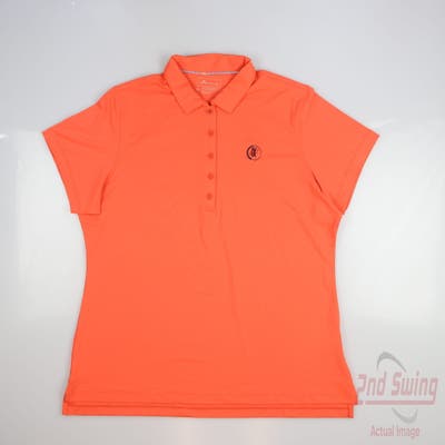 New W/ Logo Womens Peter Millar Golf Polo X-Large XL Orange MSRP $89