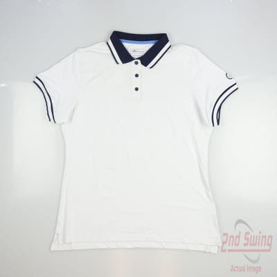 New W/ Logo Womens Peter Millar Golf Polo Large L White MSRP $89