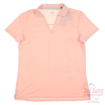 New Womens Puma Cloudspun Coast Polo Small S Rose Dust Heather MSRP $55