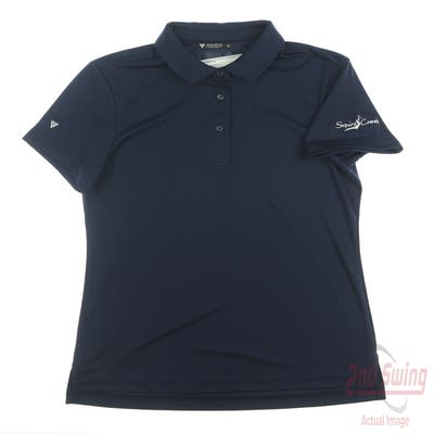 New W/ Logo Womens Level Wear Golf Polo Small S Navy Blue MSRP $50