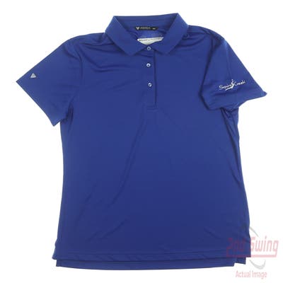 New W/ Logo Womens Level Wear Golf Polo Medium M Blue MSRP $50