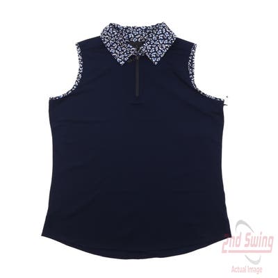 New Womens Belyn Key Sleeveless Polo X-Small XS Navy Blue MSRP $100