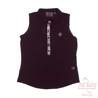 New W/ Logo Womens Foray Golf Sleeveless Polo X-Small XS Maroon MSRP $104