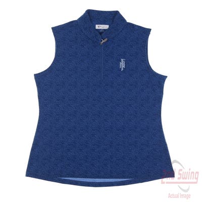 New W/ Logo Womens Greg Norman Sleeveless Polo Small S Blue MSRP $50