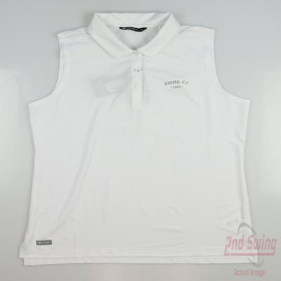 New W/ Logo Womens Level Wear Aries Sleeveless Polo Large L White MSRP $60