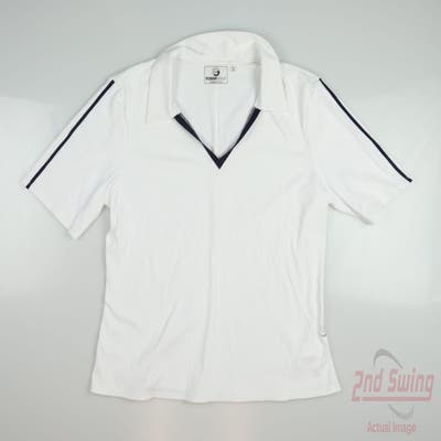 New Womens Foray Golf Rib Polo X-Large XL White MSRP $125