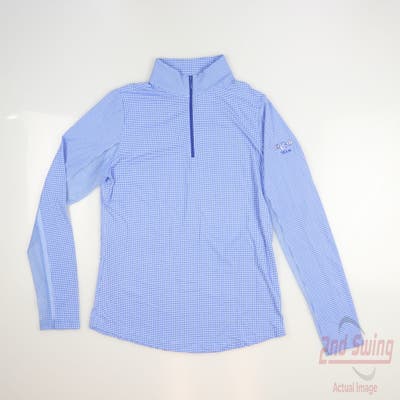 New W/ Logo Womens IBKUL 1/4 Zip Pullover Small S Blue MSRP $88