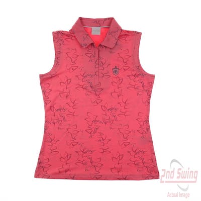 New W/ Logo Womens Dunning Sleeveless Polo X-Small XS Rose Red MSRP $86