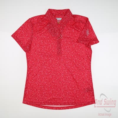 New W/ Logo Womens Greg Norman Polo Medium M Red MSRP $55