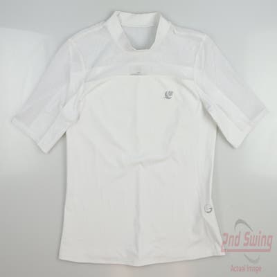 New W/ Logo Womens Foray Golf Edit Polo Medium M White MSRP $120