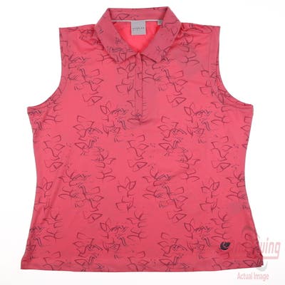 New W/ Logo Womens Dunning Golf Sleeveless Polo Small S Pink MSRP $88