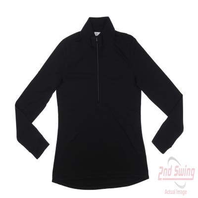 New W/ Logo Womens Greg Norman 1/4 Zip Pullover Large L Black MSRP $60