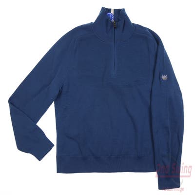 New W/ Logo Womens Ralph Lauren RLX Golf 1/4 Zip Sweater X-Small XS Blue MSRP $168