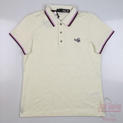 New W/ Logo Womens Ralph Lauren RLX Golf Polo Medium M Cream MSRP $90