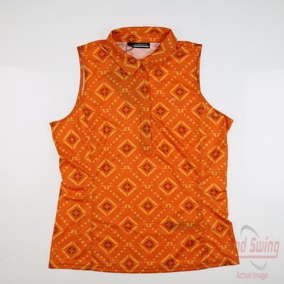 New Womens J. Lindeberg Sleeveless Polo Large L Orange MSRP $89