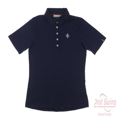 New W/ Logo Womens KJUS Polo X-Small XS Navy Blue MSRP $139