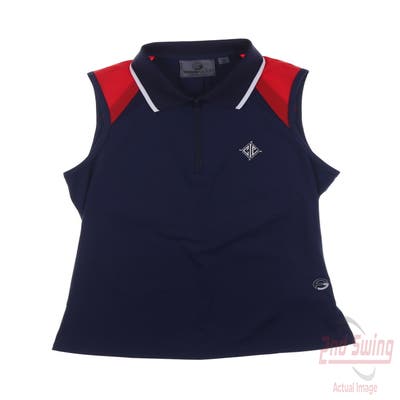 New W/ Logo Womens Foray Golf Sleeveless Polo X-Small XS Navy Blue MSRP $104