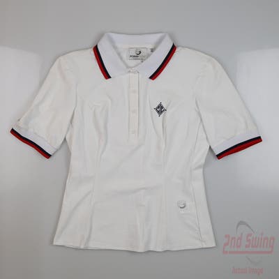 New W/ Logo Womens Foray Golf Polo X-Small XS White MSRP $130