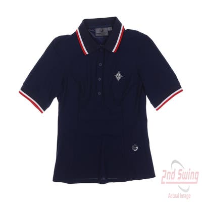 New W/ Logo Womens Foray Golf Polo Small S Navy Blue MSRP $130