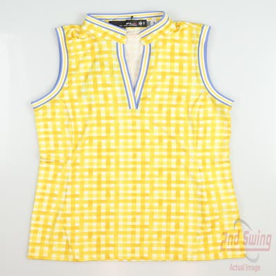 New Womens Ralph Lauren RLX Golf Sleeveless Polo Small S Yellow MSRP $99