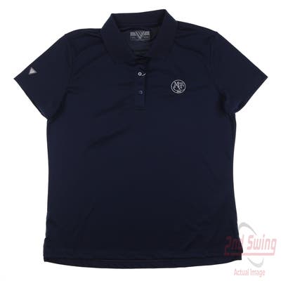 New W/ Logo Womens Level Wear Lotus Polo Medium M Navy Blue MSRP $50