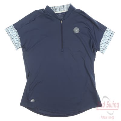 New W/ Logo Womens Adidas Golf Polo Large L Blue MSRP $65