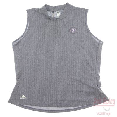 New W/ Logo Womens Adidas Golf Sleeveless Polo Medium M Purple MSRP $60