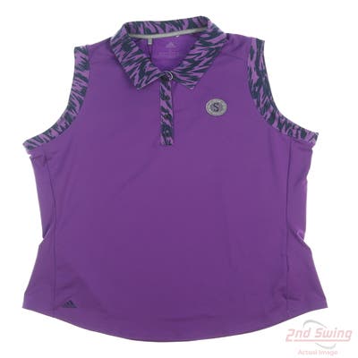 New W/ Logo Womens Adidas Golf Sleeveless Polo Large L Purple MSRP $60