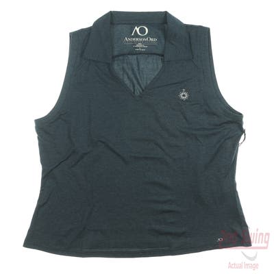 New W/ Logo Womens Anderson Ord Golf Sleeveless Polo X-Large XL Navy Blue MSRP $85