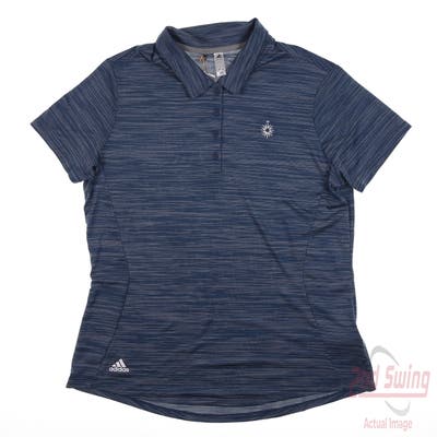 New W/ Logo Womens Adidas Spacedye Polo Small S Blue MSRP $60