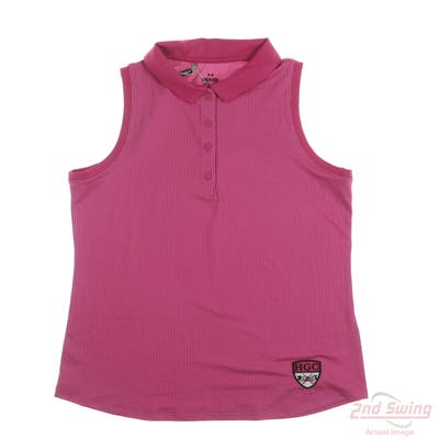 New W/ Logo Womens Under Armour Sleeveless Polo Small S Pink MSRP $69