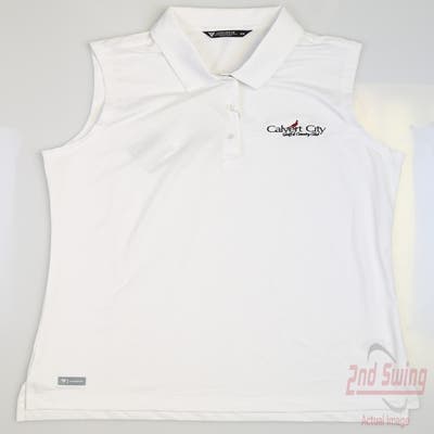 New W/ Logo Womens Level Wear Aries Sleeveless Polo Medium M White MSRP $60