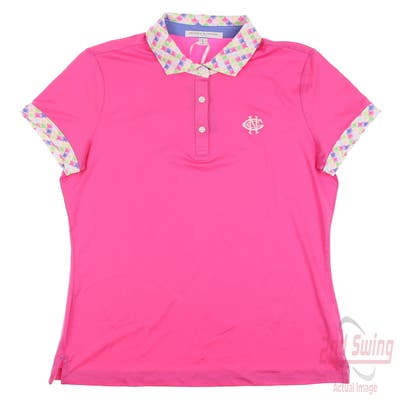 New W/ Logo Womens Fairway & Greene Amie Polo Small S Azalea MSRP $105