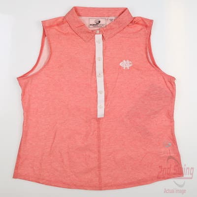 New W/ Logo Womens Foray Golf Core Marl Sleeveless Polo Medium M Pink/Clear MSRP $120