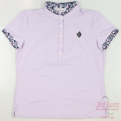 New W/ Logo Womens Fairway & Greene Rose Ruffle Polo X-Small XS Wisteria MSRP $110