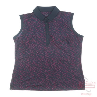 New Womens Puma Cloudspun Whitewater Sleeveless Polo Small S Navy Blazer/Orchid Shadow MSRP $60