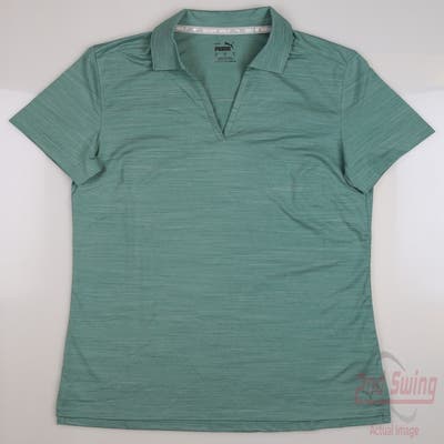 New Womens Puma Cloudspun Coast Polo Small S Adriatic Heather MSRP $55