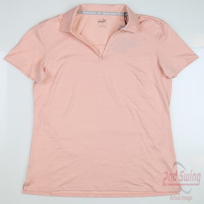 New Womens Puma Cloudspun Coast Polo Small S Rose Dust Heather MSRP $55