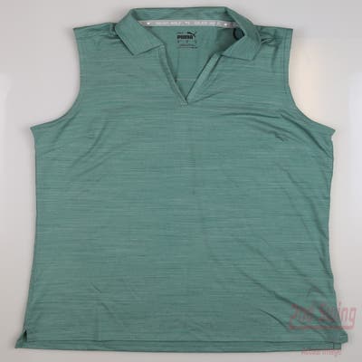 New Womens Puma Sleeveless Golf Polo Small S Adriatic Green MSRP $65