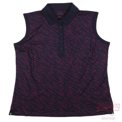 New Womens Puma Cloudspun Whitewater Sleeveless Polo Small S Navy Blazer/Orchid Shadow MSRP $60