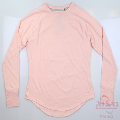 New Womens Puma Cloudspun Long Sleeve Crew Neck Small S Rose Dust Heather MSRP $60