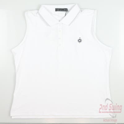 New W/ Logo Womens G-Fore Golf Sleeveless Polo X-Large XL White MSRP $110