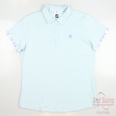 New W/ Logo Womens Footjoy Golf Polo Large L Blue MSRP $80