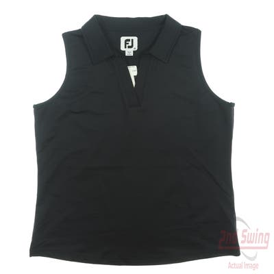 New Womens Footjoy Golf Sleeveless Polo Medium M Black MSRP $80