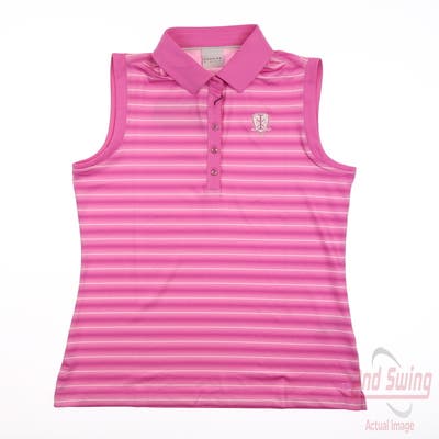 New W/ Logo Womens Dunning Sleeveless Polo Small S Pink MSRP $79